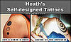 Heath's self-designed tattoos of the Sun-Earth-Moon and The Center of the Universe. (2001)

